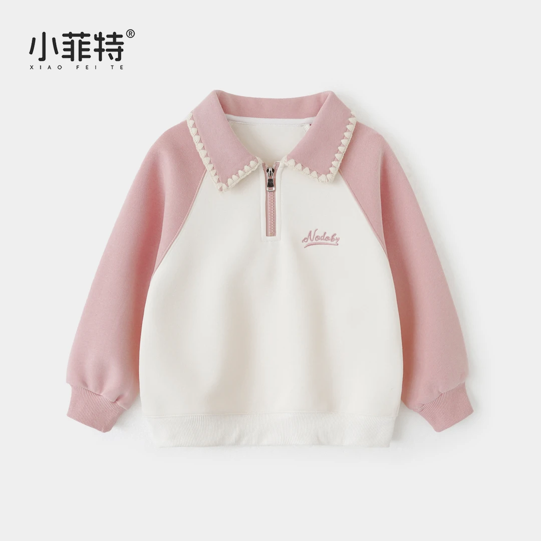小菲特女童春季翻领插肩袖卫衣小女孩儿童洋气长袖上衣YNYC50589