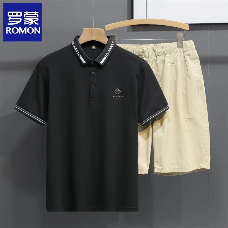 Romon/罗蒙夏季新男士短袖polo衫轻商务休闲翻领半袖t恤潮流上衣