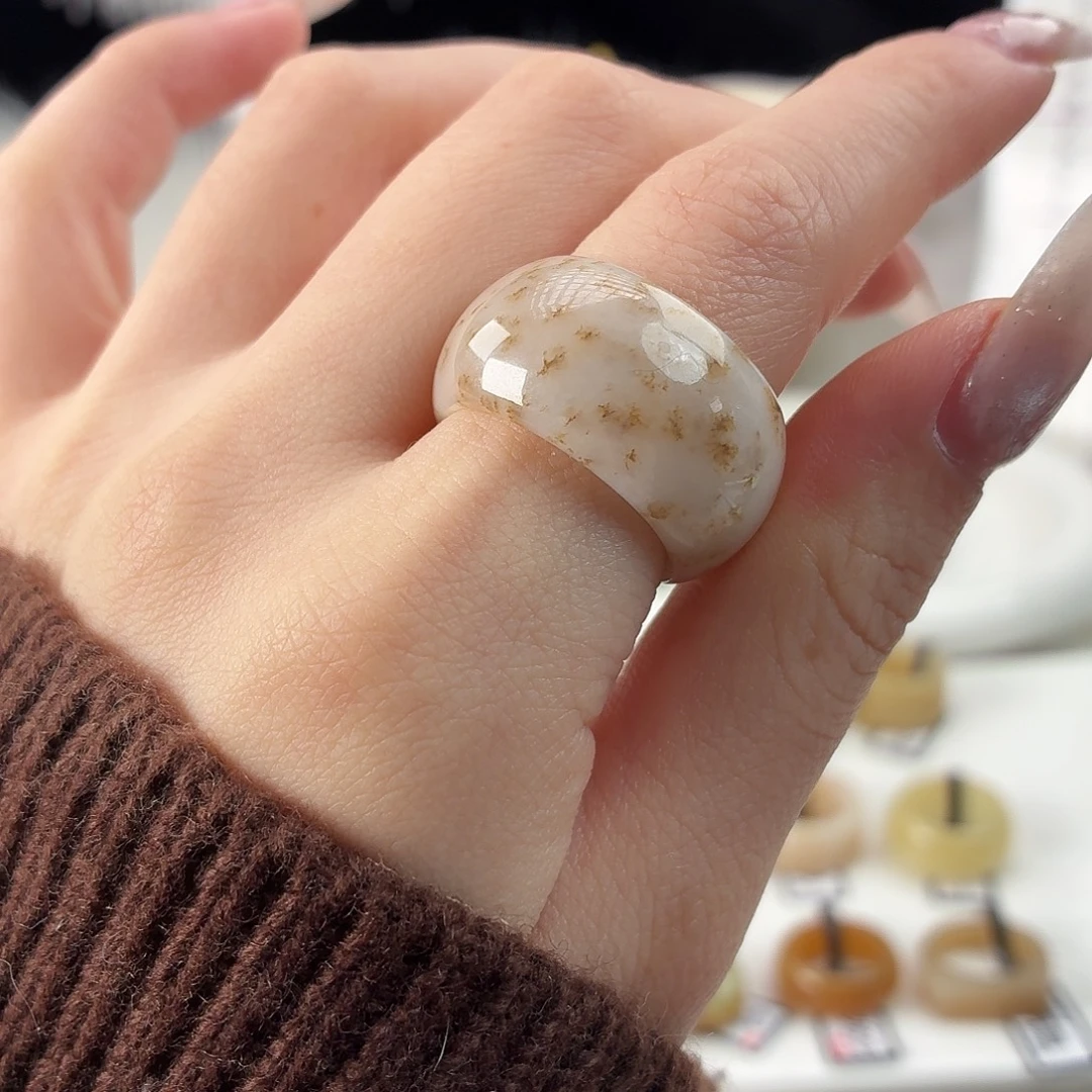 和田玉未镶嵌戒指r58金桂花糖墩墩18.1