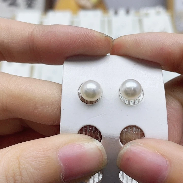 淡水珍珠耳饰银S925镶嵌宝**✨