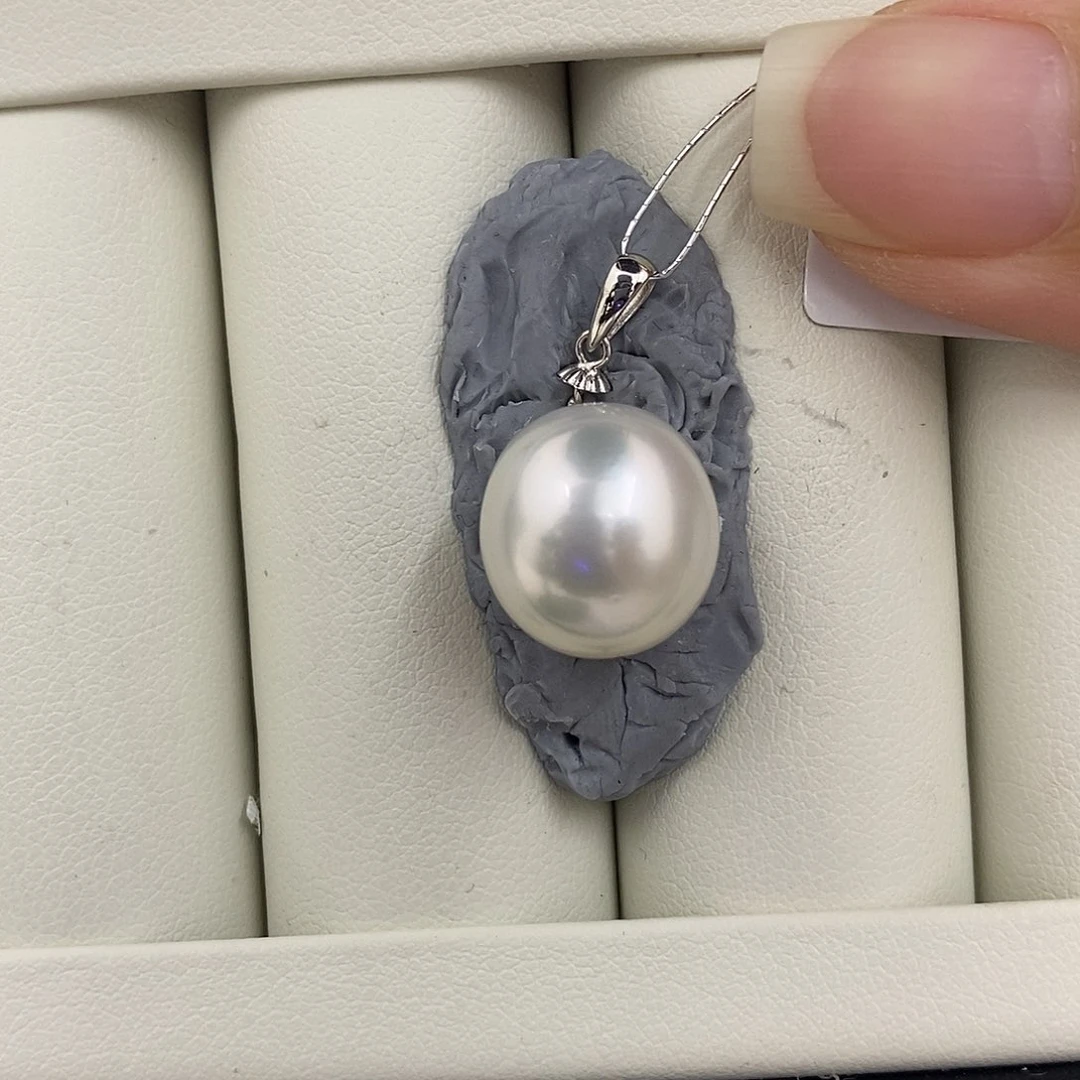 海水珍珠18K金镶嵌颈饰12-13mm澳白定制不退不换