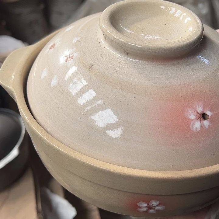 瓷粗瓷手绘砂锅口径21 x6带标