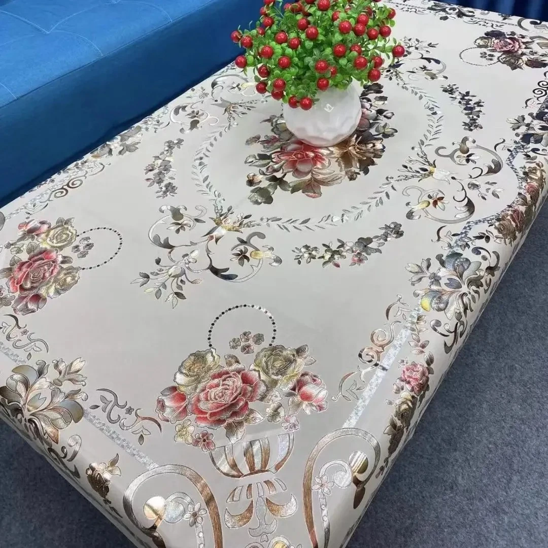 90*150烫金印花PVC大桌布个护防水防油防烫工具家用防烫免洗方形