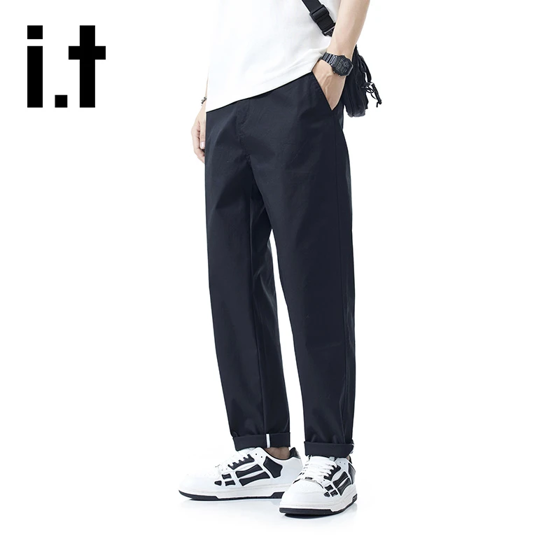 it izzue裤子男士夏季时尚宽松长裤直筒小西裤潮牌轻奢百搭休闲裤