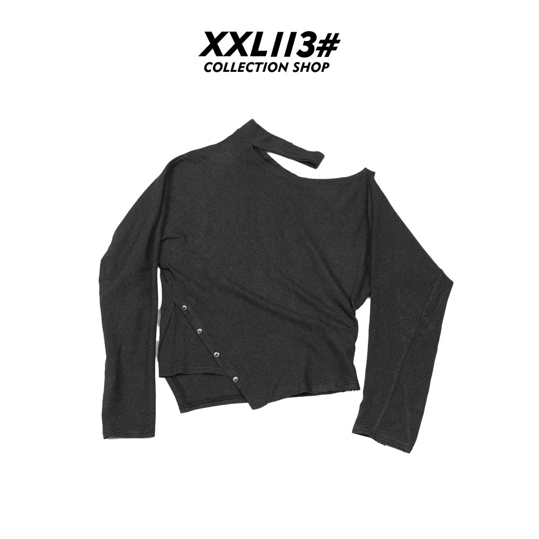 113* CENTRALIZED SHOP斜领抗起球露背长袖针织T恤X5F27H6784