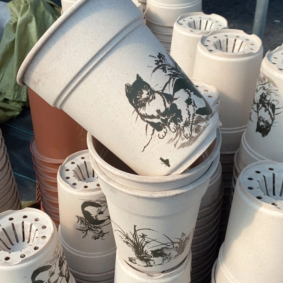 树脂3个秸秆兰花盆瑕疵无托