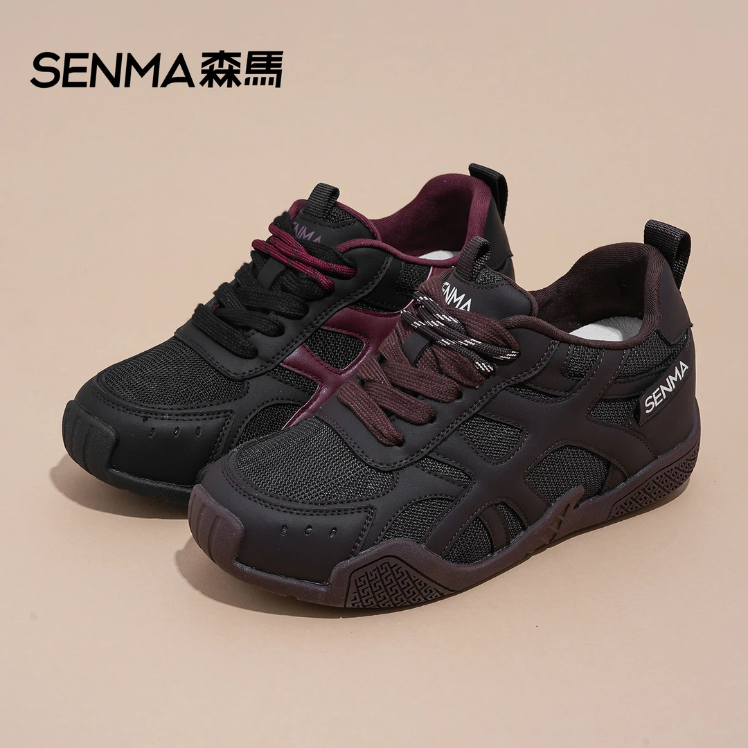 SENMA/森马【隐形增高6cm】时尚百搭系带真皮小白鞋2025新款休闲鞋