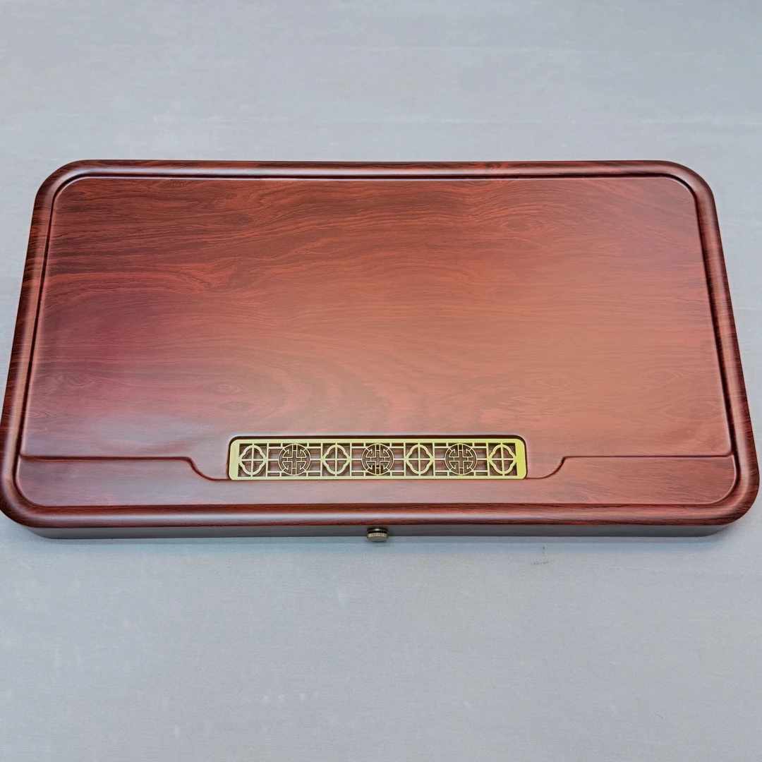 一心平板【50*28*4cm】 红酸枝色-大平板带合金条茶盘长方形
