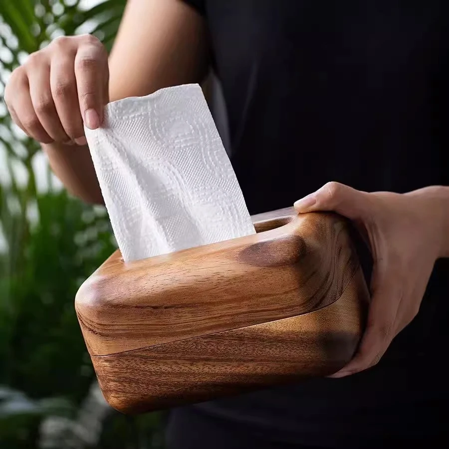 【空境茶舍】整木挖空抽纸盒胡桃木纸巾盒精致面包形收纳盒18*13*10