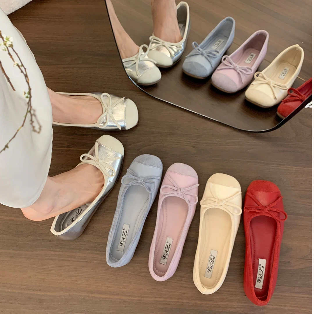 【肥粥专属】内增高红色单鞋女春季新款浅口瓢鞋温柔复古休闲豆豆鞋