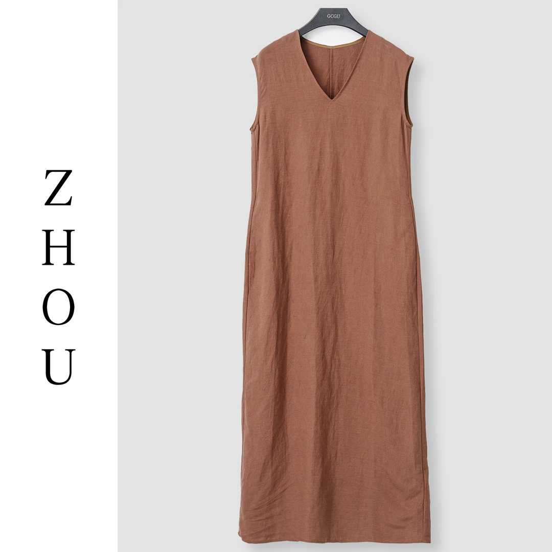 （周哥甄选）咖色连衣裙-23174