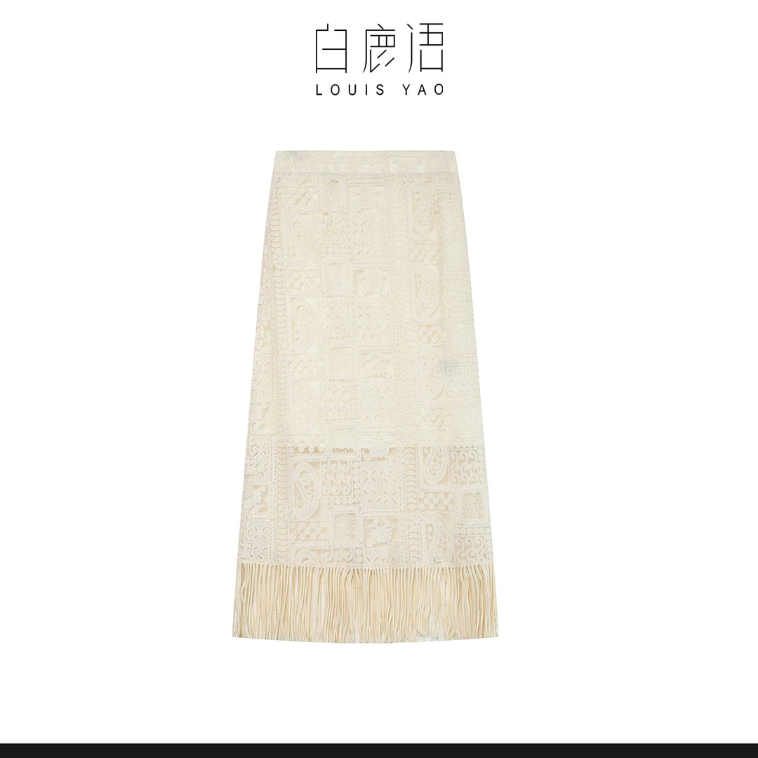 白鹿语【商场同款新品】欧若新中式法系带流苏半身裙WBY20136