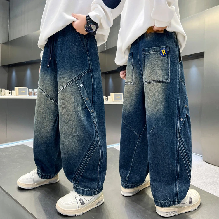 男童牛仔裤秋季2025新款中大童儿童直筒宽松裤子男孩春秋韩版长裤