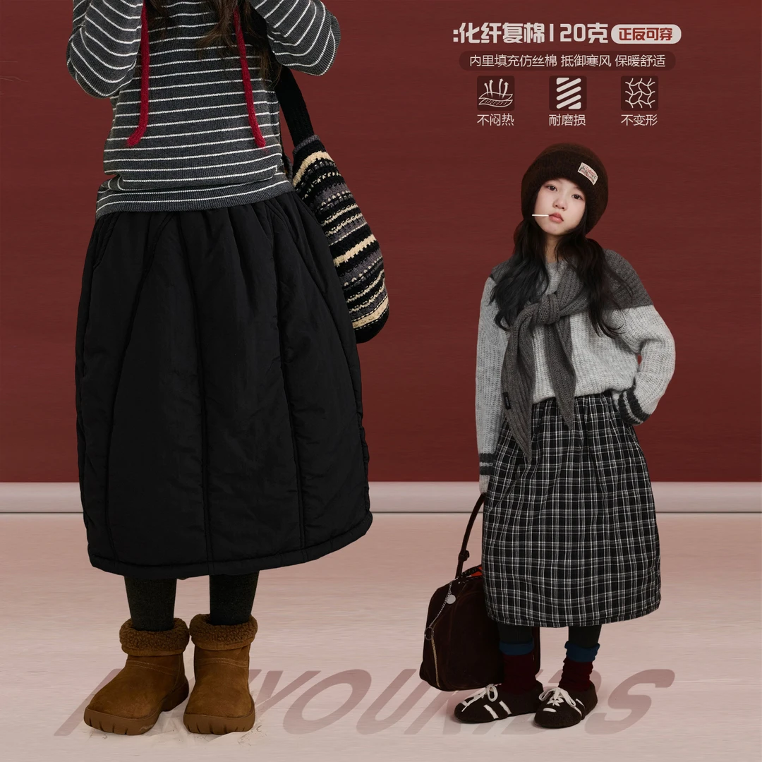 NAIYOUKIDS【双面棉裙】女童半身裙子冬季宝宝两面穿加厚棉裙K2674