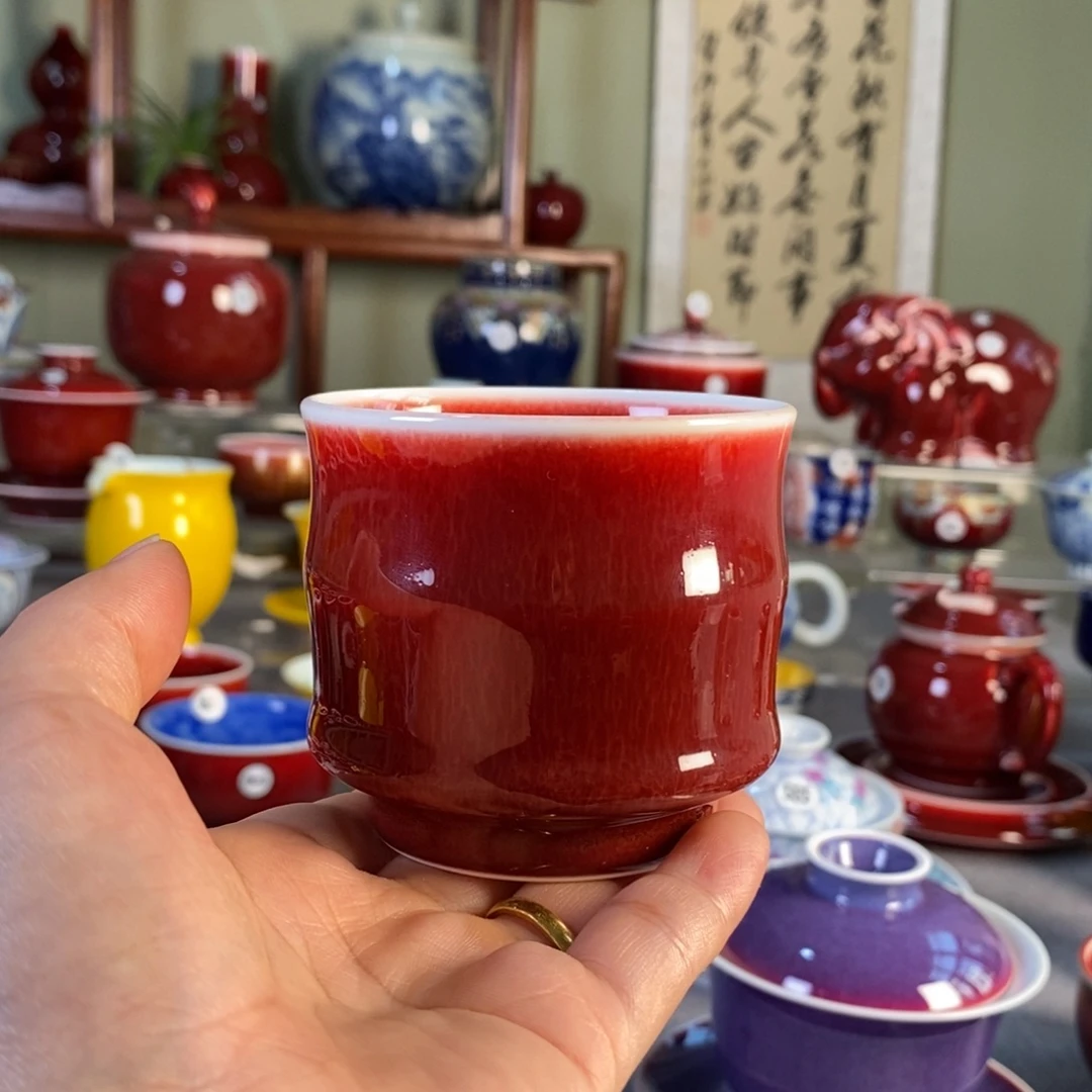 清欢雅玩原矿郎红竹节杯