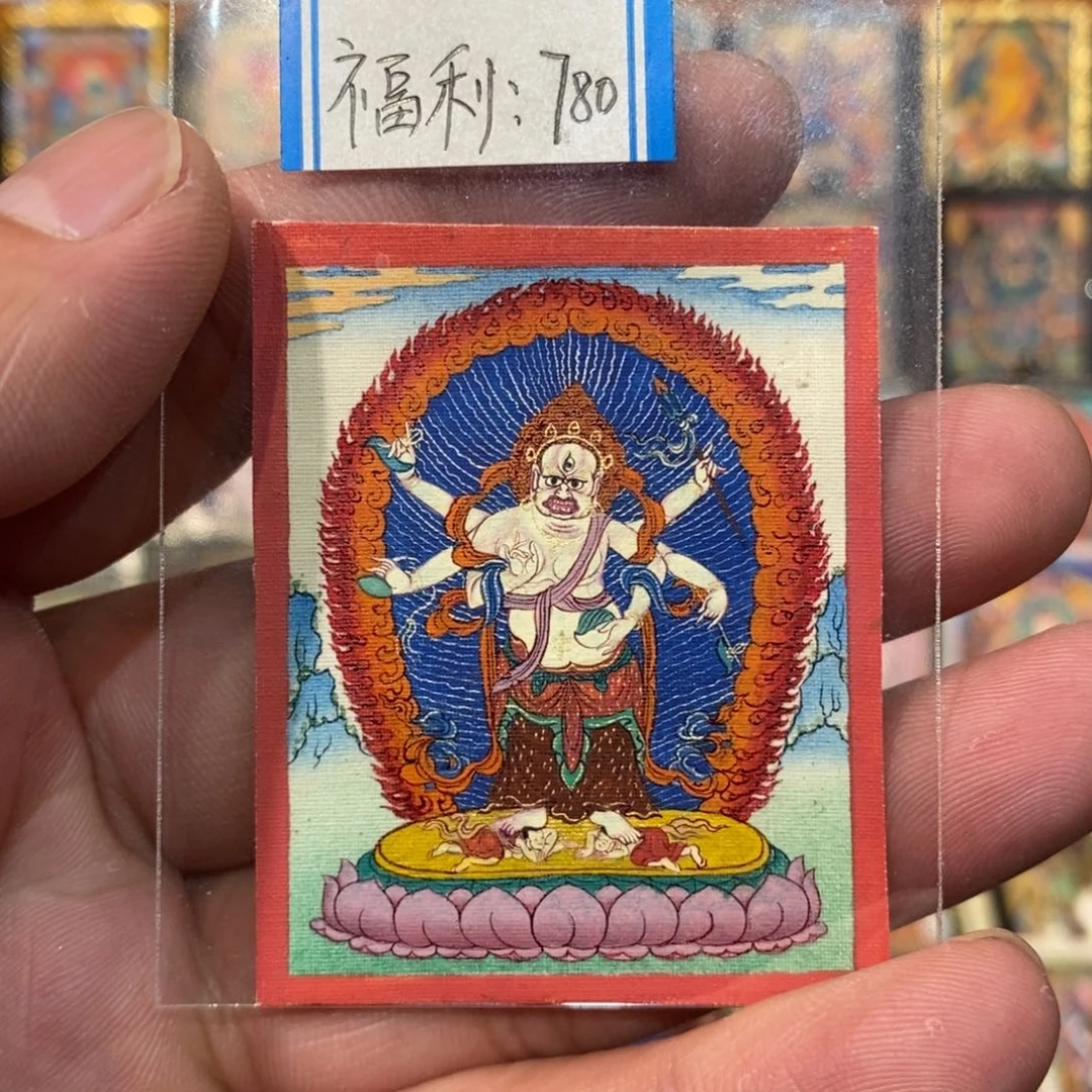 吊坠纯手绘唐卡白六