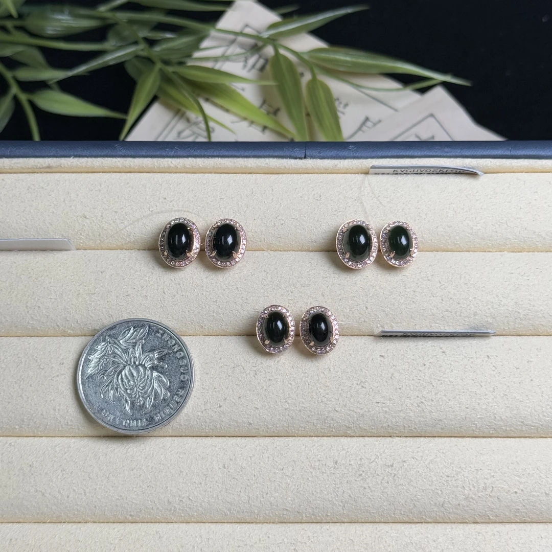 思懿珠宝 18k墨翠耳钉-3980-1-HJ-多样性发一