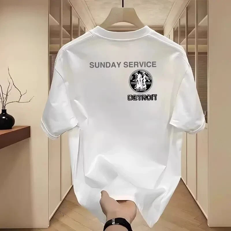 仓石一树夏季潮牌宽松短袖T恤男士字母印花设计圆领百搭情侣上衣