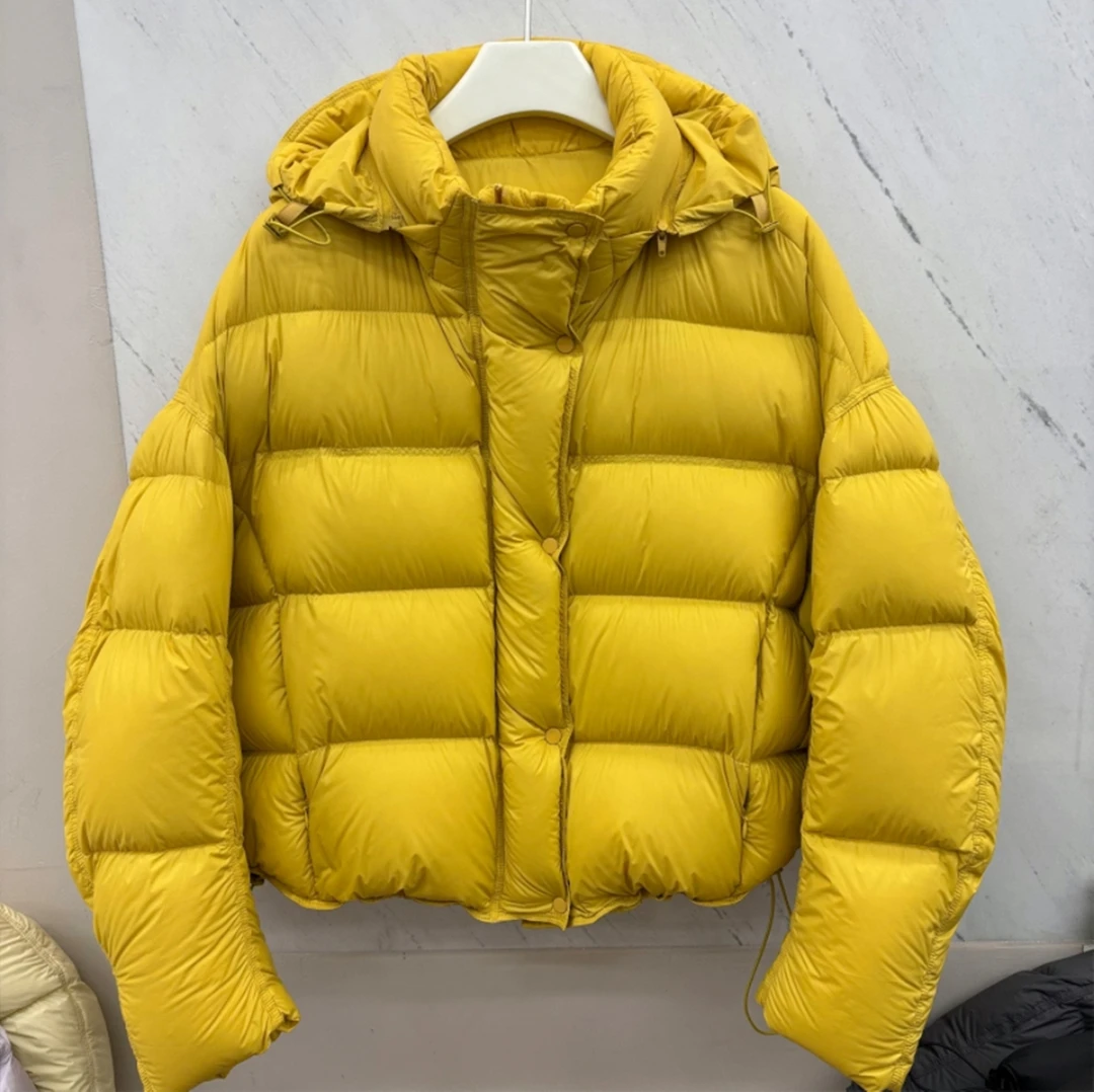 杨紫同款2025冬季新款摩登短款龟背泡芙可拆卸连帽羽绒服女厚外套