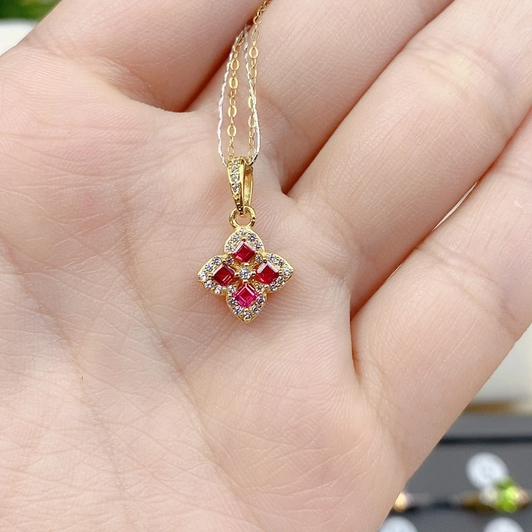 吊坠(赠链)银S925镶嵌红宝石