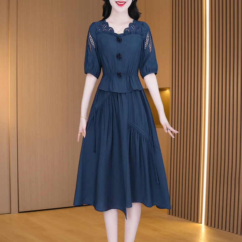 【连衣裙】优雅新款气质时尚大气减龄休闲显瘦连衣裙M-4XL-25756