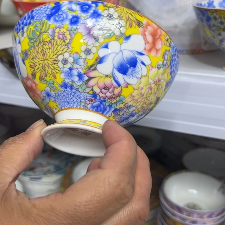 瓷片万花碗六个4.5村