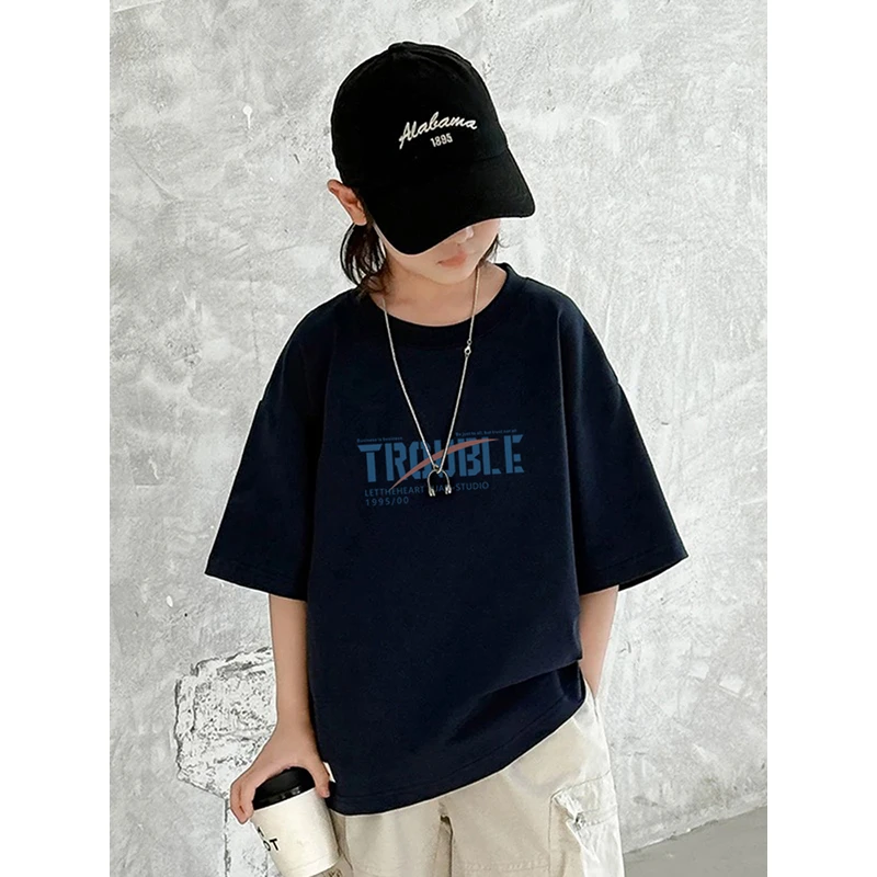 男女童潮t百搭短袖夏季T恤大童薄款潮t童装印花儿童男童洋气纯棉