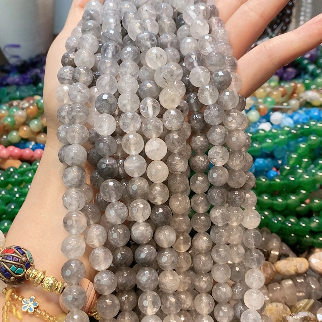 散珠玛瑙/玉髓云雾水晶10mm切面