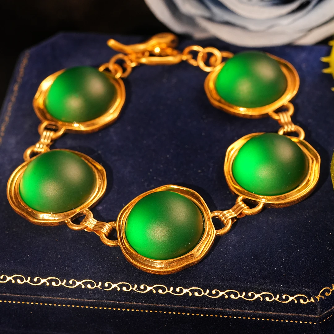 铜合金手链  【4017】手链 碧眼狐重工手作复古镶嵌欧美