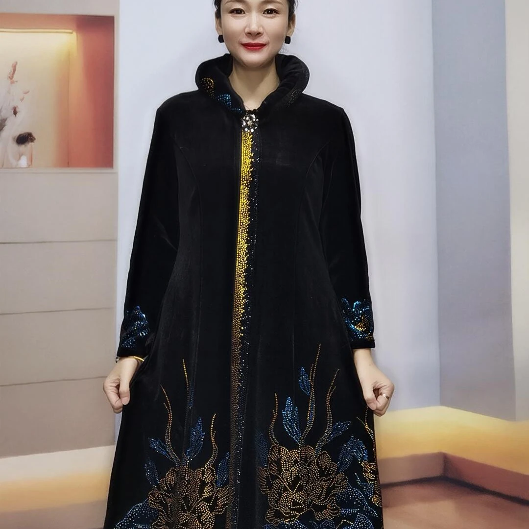 重工满钻加绒时尚气质大衣