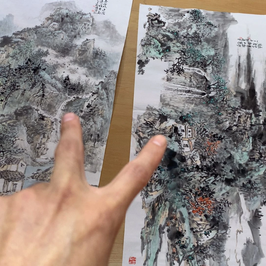 淂***有国画刘海军老师四尺两张