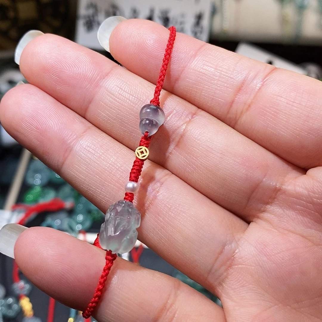 翡翠未镶嵌颈饰冰种貔貅红绳15