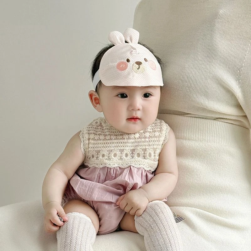 婴幼儿帽子夏季薄款护囱门胎帽男女宝宝空调居家帽遮阳囟门空顶帽