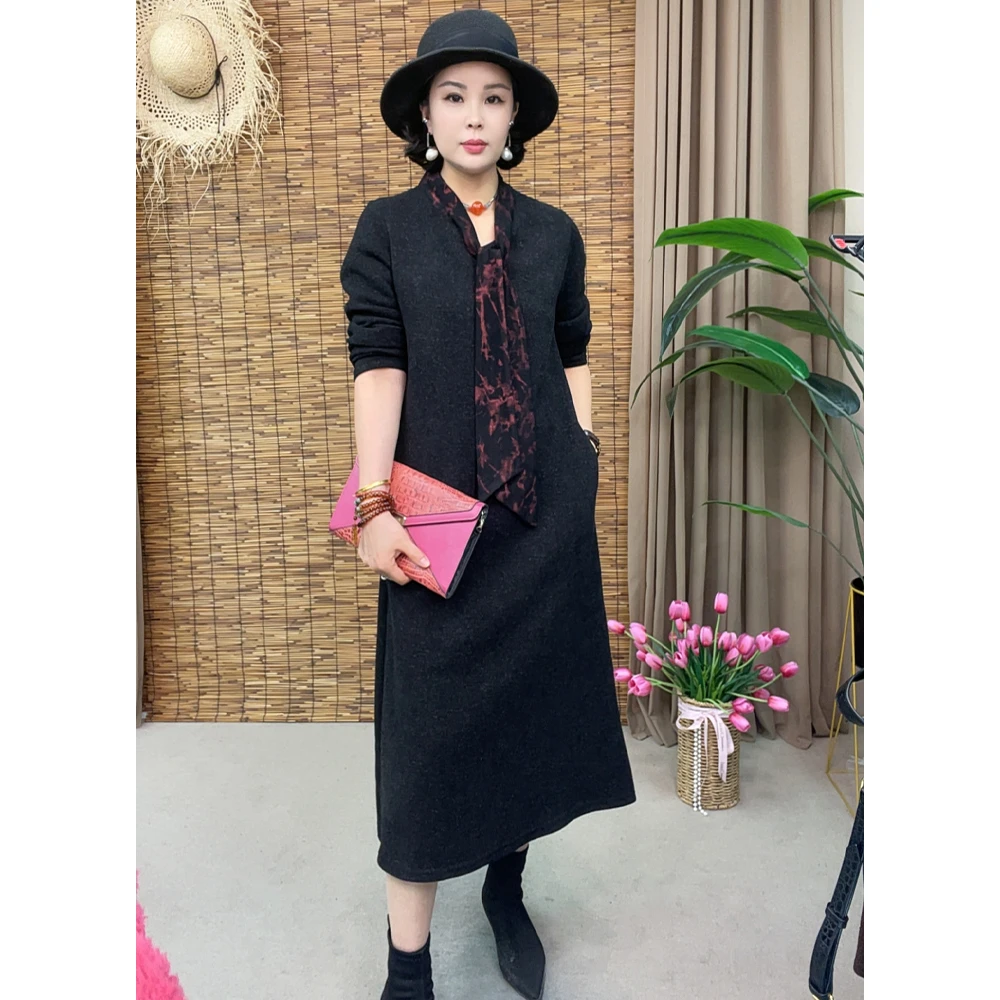 秋冬季爆款休闲长袖百搭宽松女士时尚气质洋气连衣裙713