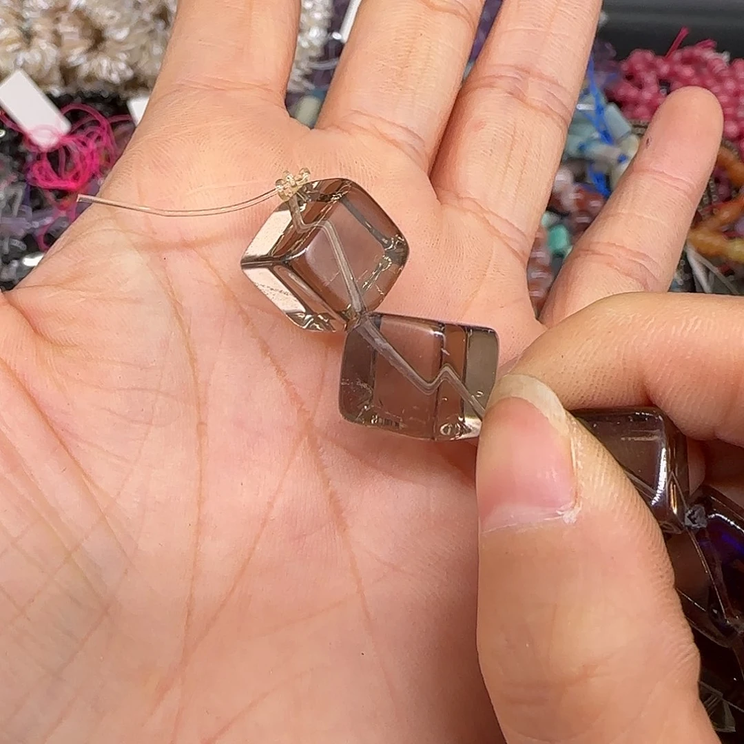玛瑙/玉髓合金珠宝半成品茶晶15mm2颗