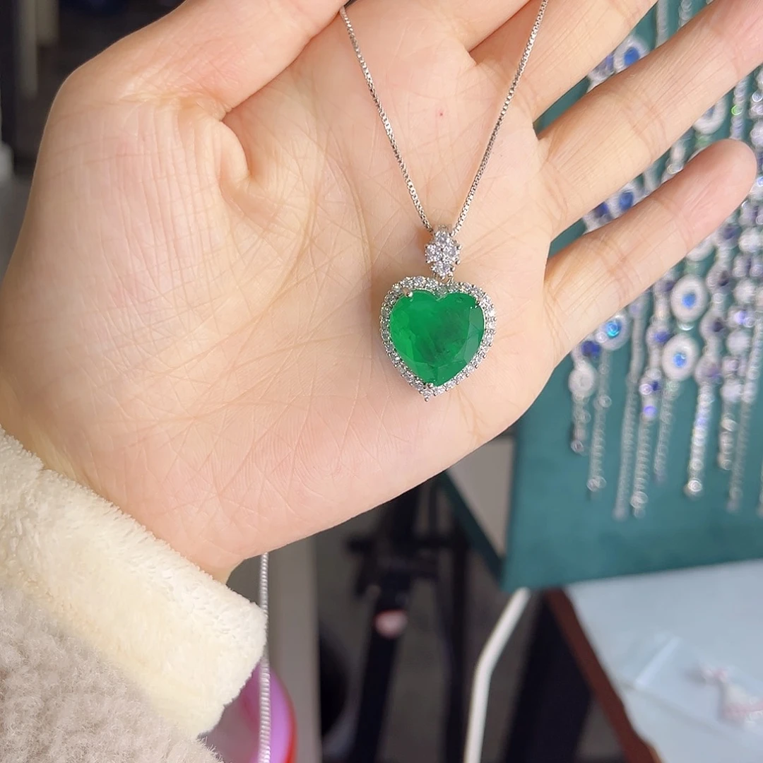 颈饰银S925镶嵌祖母绿