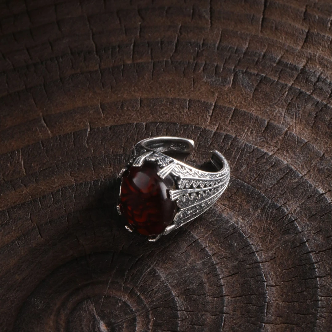 925银戒指 J12799《秋梦》旦形麦穗开口戒指气质复古做旧银戒