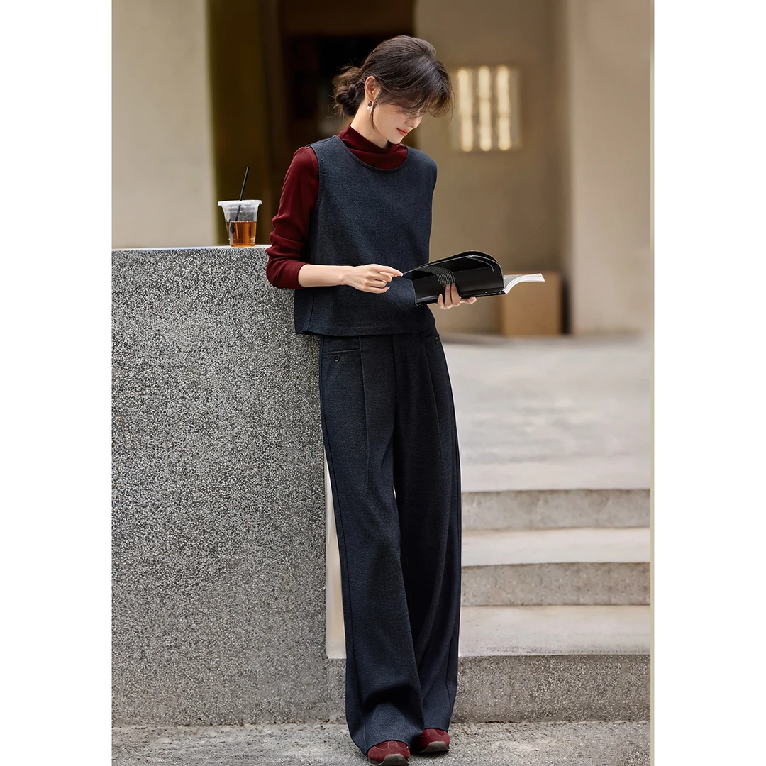 XWI/欣未知性通勤老钱风背心套装2025秋季新款知性气质设计感套装