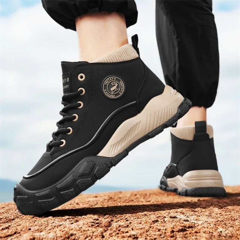 秋冬高帮厚底时尚休闲鞋马丁靴学生潮鞋男39高帮休闲鞋