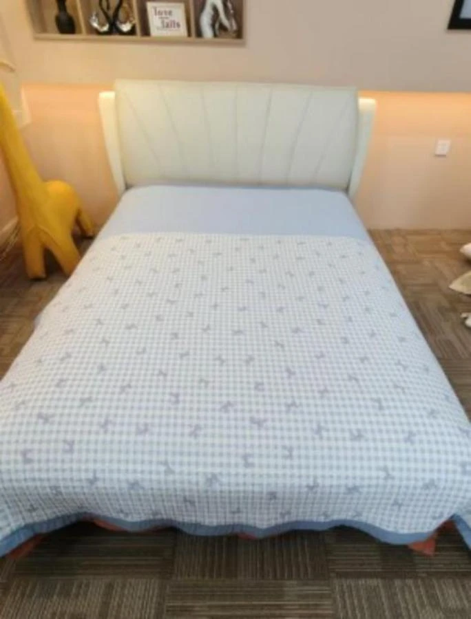 W【冷绗缝床盖-蝴蝶格子-蓝】200*230cm亲肤多功能保暖加厚绗缝床盖