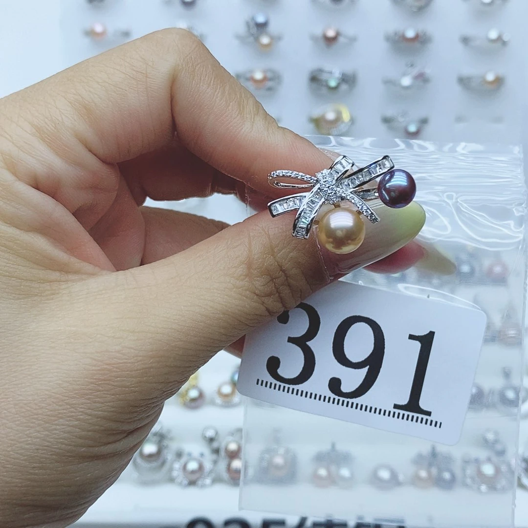 M****戒指银S925镶嵌淡水珍珠391拍2发1