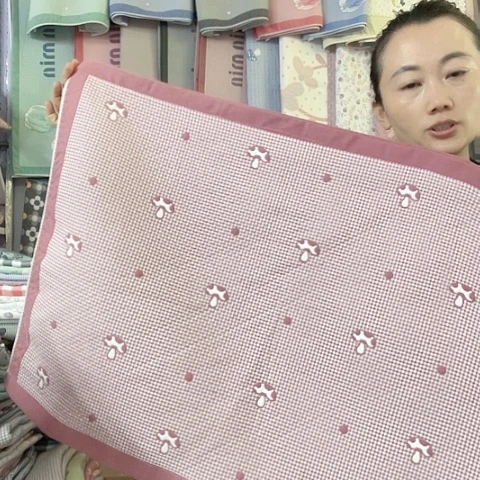 棉纱布豆沙小小蘑菇纯棉
