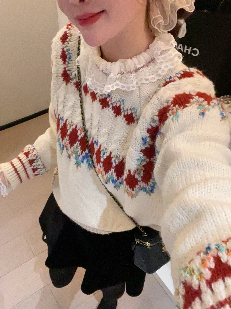 老赵服饰 圆领撞色针织毛衣 21AU3145