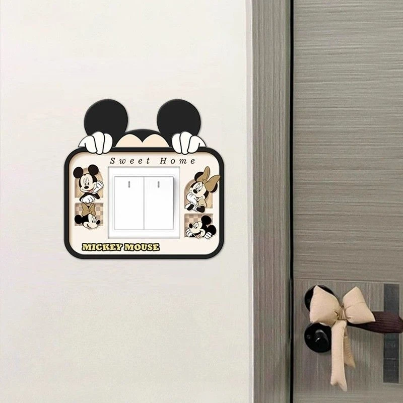卡通米奇插座保护套开关贴装饰墙贴简约现代开关边框防脏墙面贴画