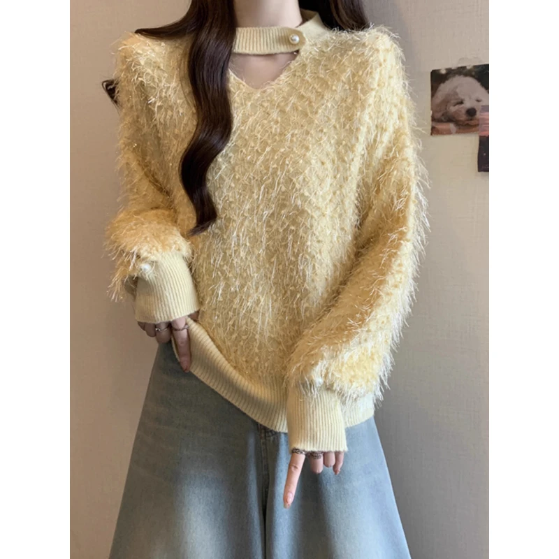 轻奢高级感秋冬季新款爆款软糯宽松百搭长袖毛茸茸毛衣女上衣打底