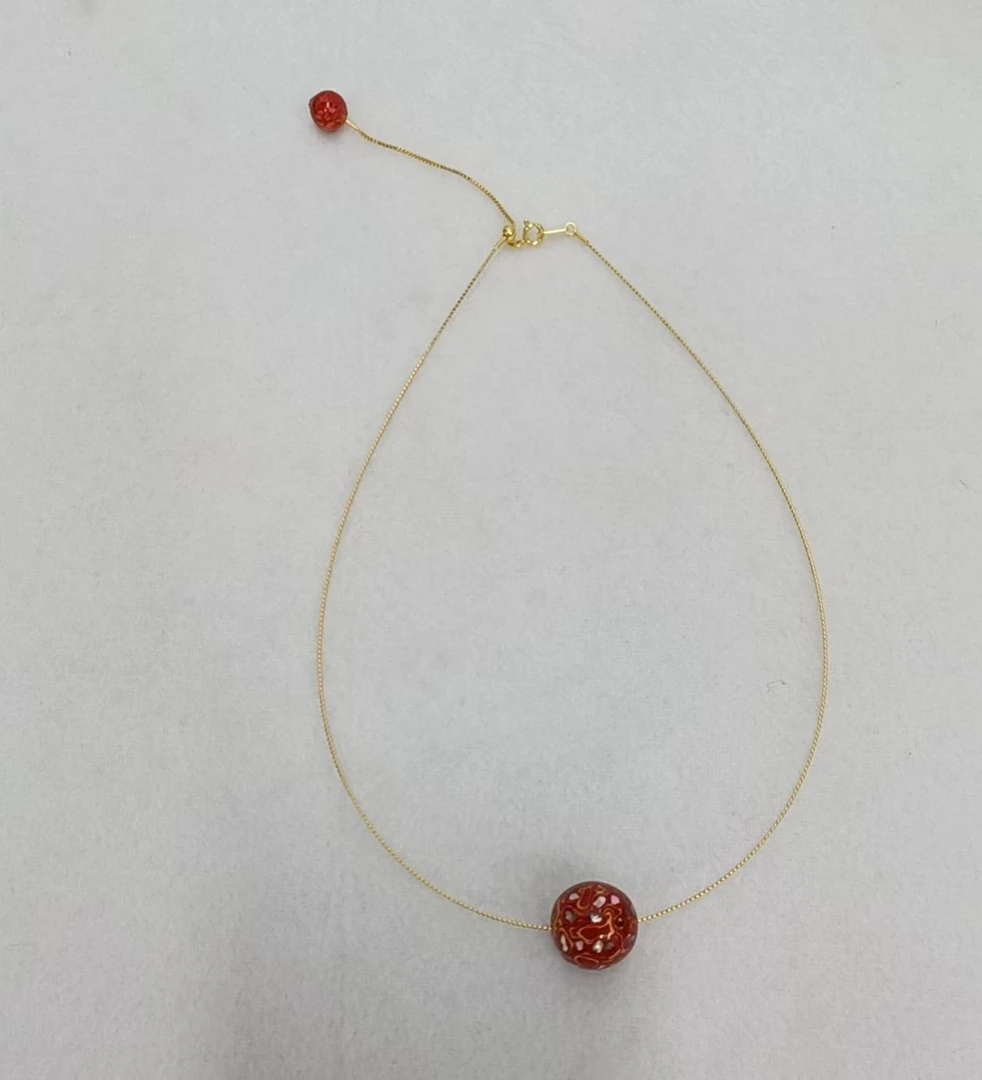 链子925银 0522-003大漆珠抽拉项链 时尚简约个性百搭精美精致