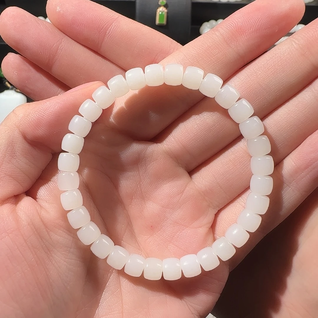 和田玉（白玉）未镶嵌手串卡6.7