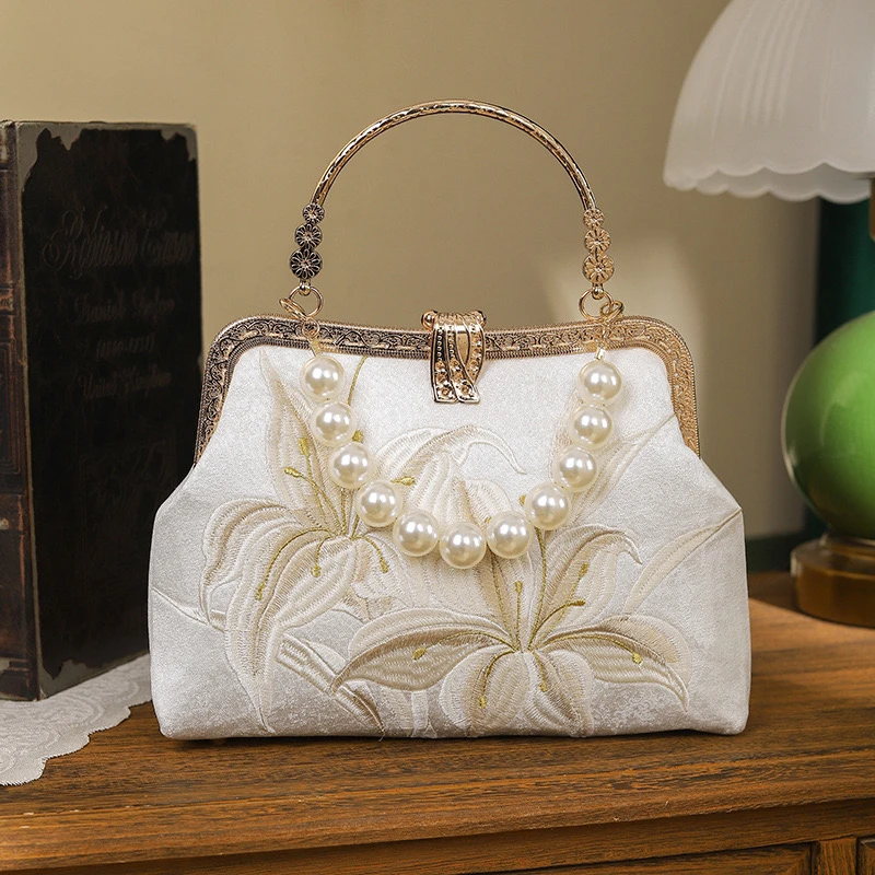 【百合春天】新中式国风气质复古名媛百搭单肩斜挎时尚优雅绣花A680