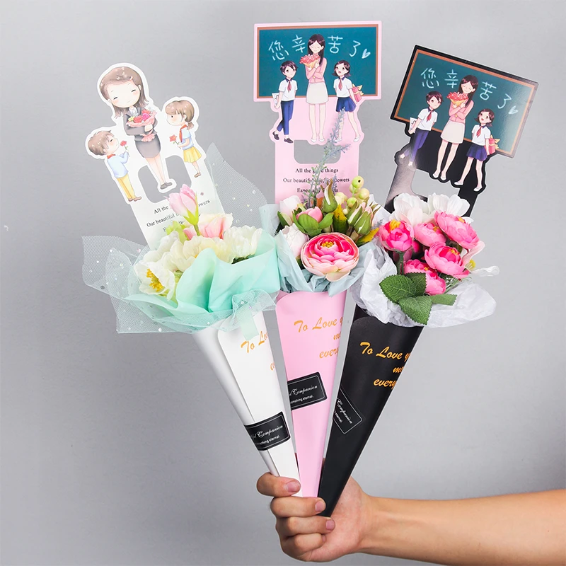 【流星雨】教师节单支花盒玫瑰鲜花包装盒康乃馨花束礼盒花艺资材