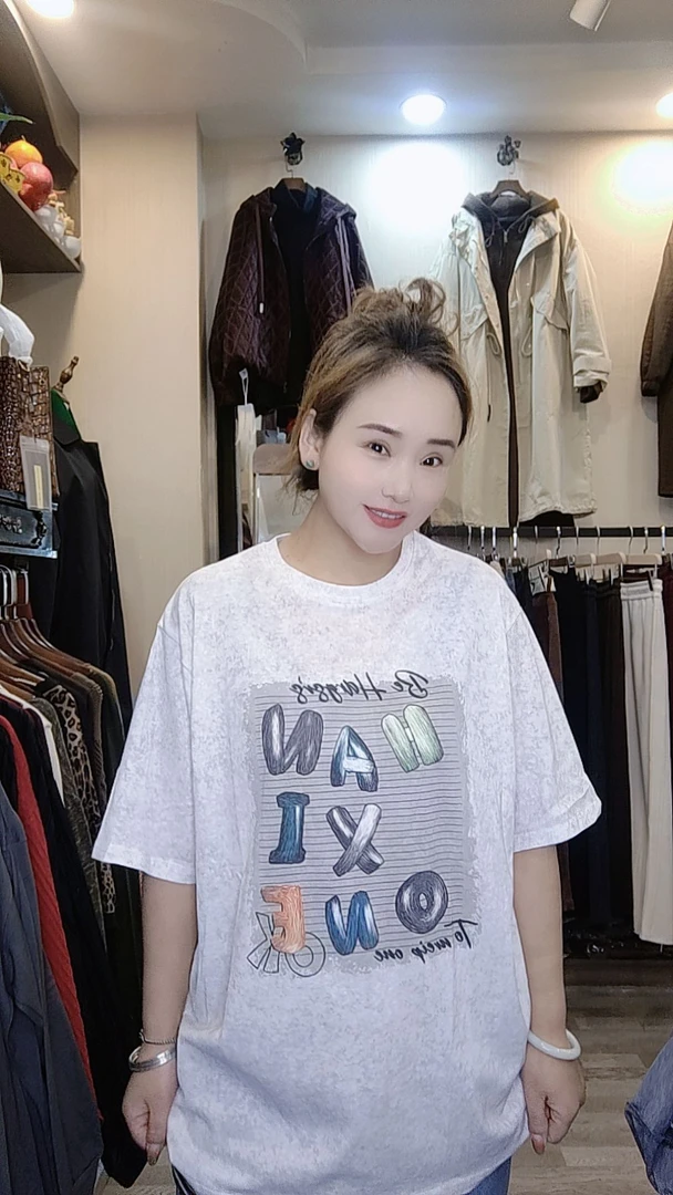 印花排汗常规款中长款短袖T恤夏季半袖脏脏风芭比风